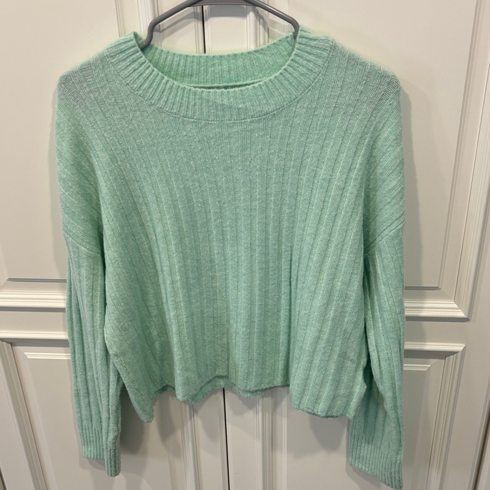 American Eagle Outfitters Light Green Ribbed Sweater